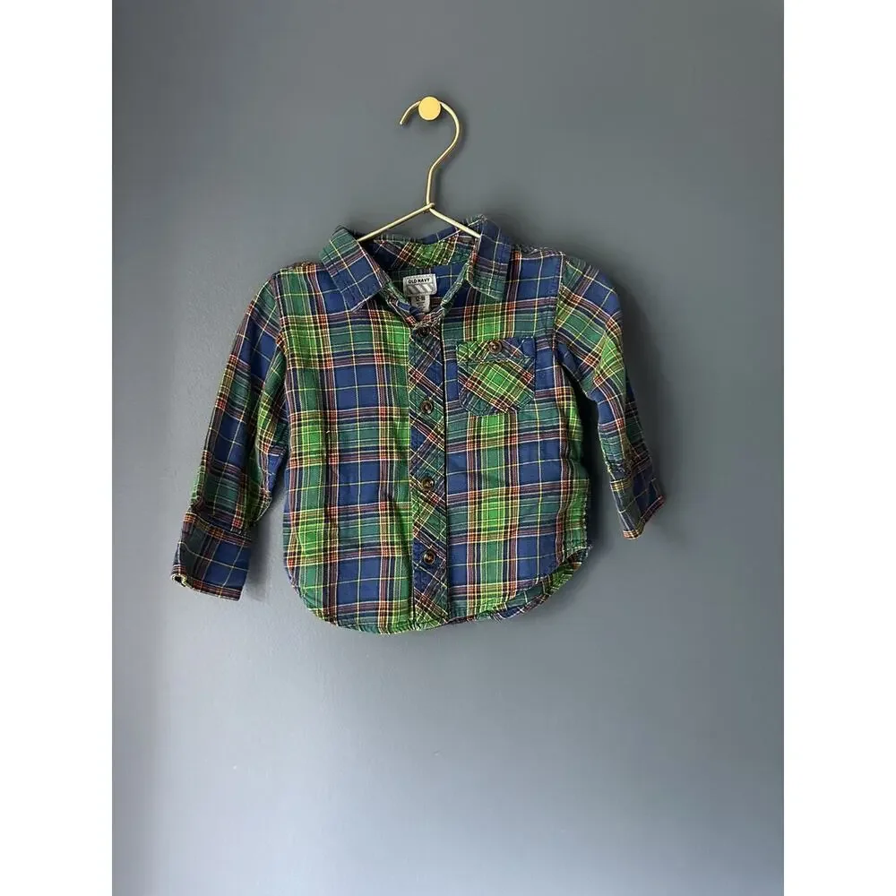 Old Navy Blue And‎ Green Flannel Shirt